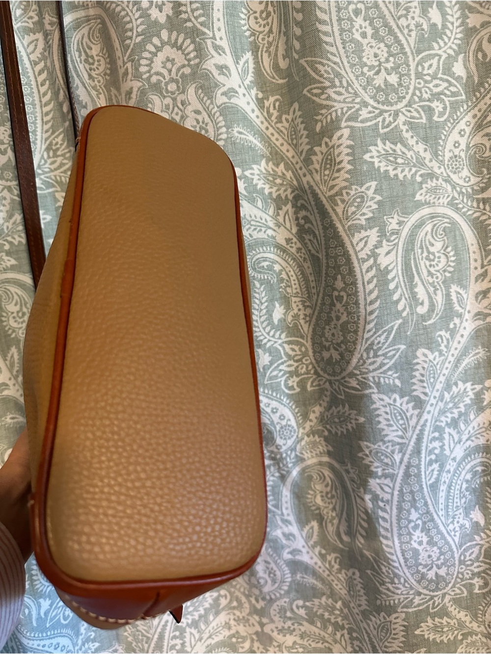 Dooney & Bourke Tan Pebbled Leather Crossbody with Brown Trim - Picture 6 of 7